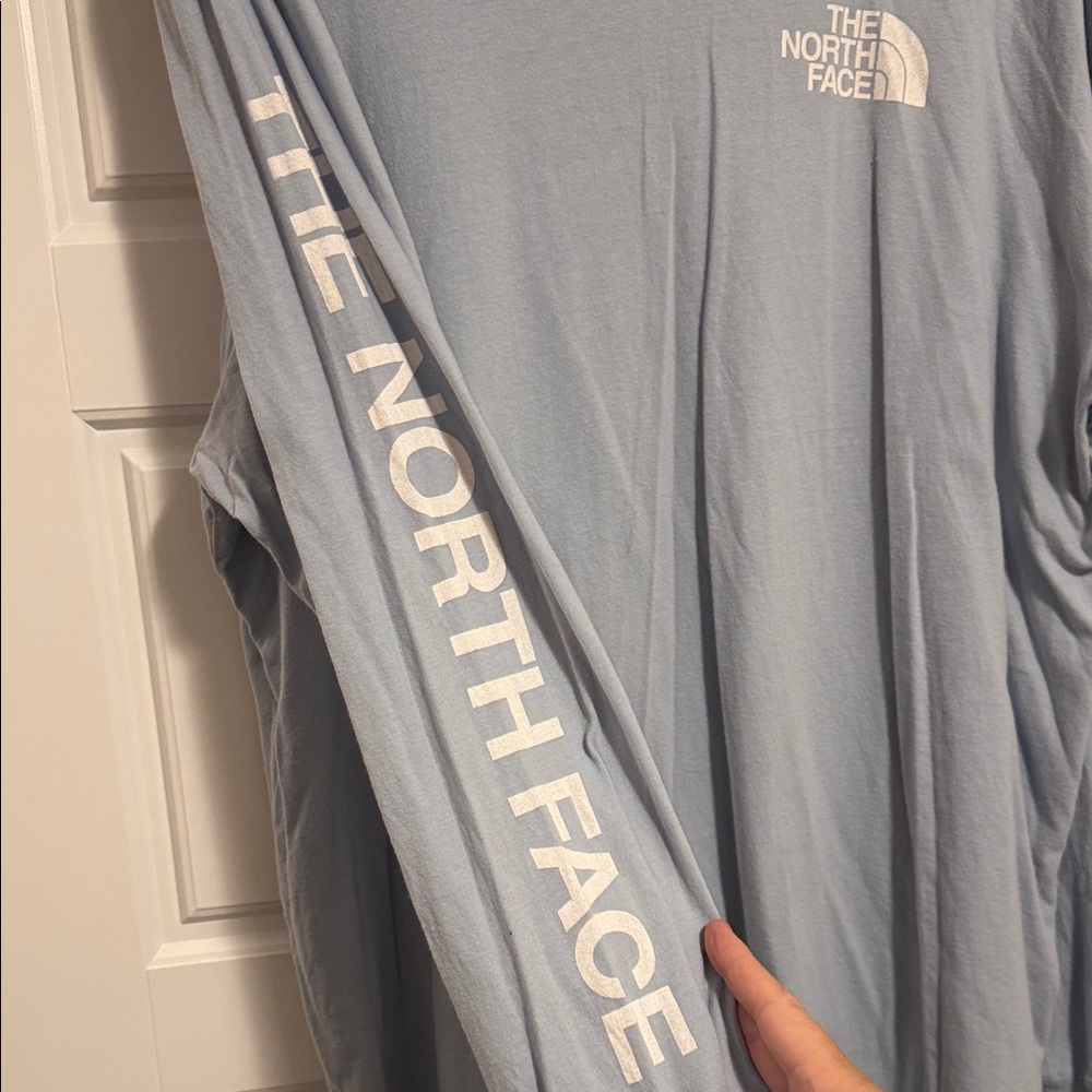 The North Face Men's Long-Sleeve Logo Tee in Pale Blue - Picture 2 of 4